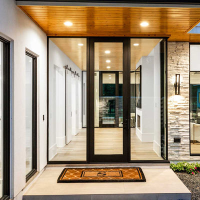 Double Glass Front Aluminium Exterior Doors Thermal Insulated Frame 1.8mm