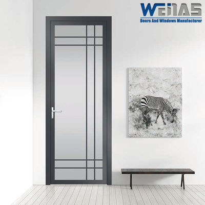 Double Tempered Glass Aluminium Washroom Door Ultra Narrow Frame Waterproof