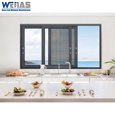 Ventanas correderas de aluminio económicas con malla de acero inoxidable y sin ruido
