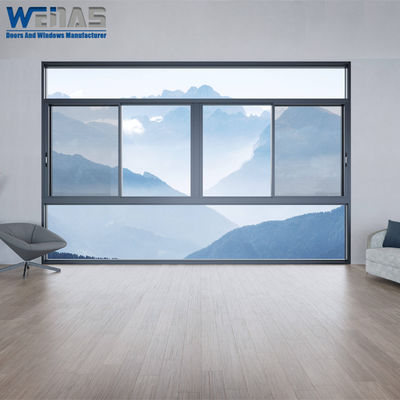 Ventana corrediza arquitectónica de aluminio de 3 mm con perfiles de rotura térmica y mosquitera