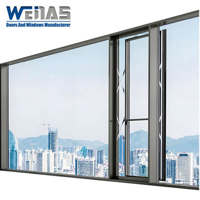 Buy Large Area Glass Push Open Horizontally Aluminium Casement Windows 1.8mm Profile online manufacture