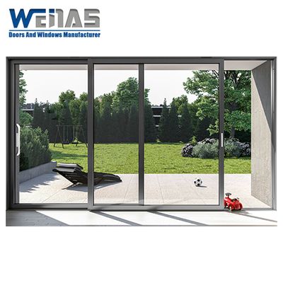 Buy Soundproof Energy Saving Black Aluminum Sliding Door 3mm With Stainless Steel Track online manufacture