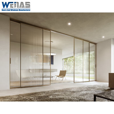 কেনা মার্জিত পাতলা প্যানেল প্রান্ত শীর্ষ ঝুলন্ত অভ্যন্তর স্লাইডিং পার্টিশন দরজা online manufacture