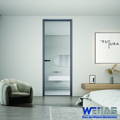 Buy Aluminum Slim Frame Custom Casement Glass Door For Interior Bathroom online manufacture