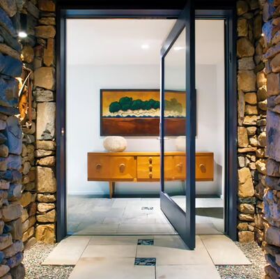 acheter Portes pivotantes avant d'entrée modernes en aluminium de verre trempé de grand panneau de style simple online manufacture