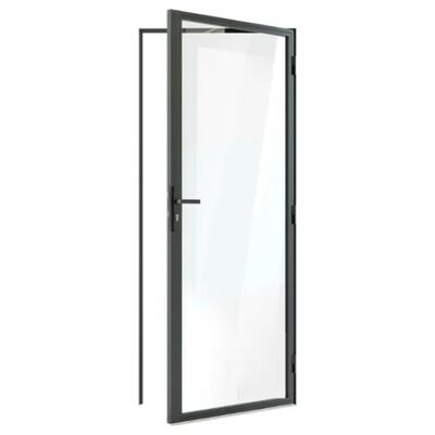 satın al Sıcak Satış Özel Tek Cam Banyo Mutfak İç Kapı Alüminyum Alaşım Çerçeve Swing Cam Kapı Şeffaf Cam online manufacture