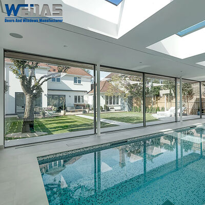 kopen Zes-delig dubbel gehard glas gebroken brug ontwerp groot gezichtsveld aluminium schuifdeur online manufacture