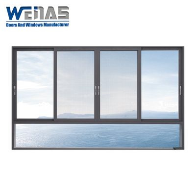 Aluminum Frame Sliding Windows Thermal Insulation System Hidden Tracks With Stainless Steel Screen
