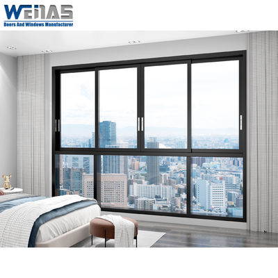 Waterproof Double Tempered Glass Aluminium Frame Sliding Glass Window With Mosquito Screen