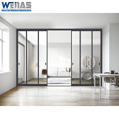 Minimalist Slim Frame Edge Aluminium Interior Sliding Partition Doors Soundproof